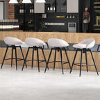 COSTWAY Bar Stools Set of 4, 25" Upholstered Counter Height 360° Swivel Bar Stools w/Backrest & Footrest, Heavy-Duty Metal Frame Armless Breakfast Chairs for Kitchen, Living Room (Set of 4,Grey)