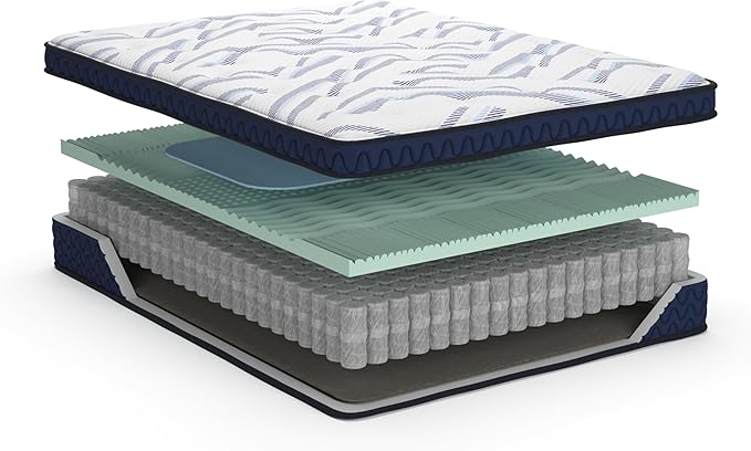 Signature Design by Ashley Twin Size Stack 12 Inch Hybrid Medium Plush Cooling Gel Infused Memory Foam Mattress for Pressure Relief, Fiberglass Free, Mattress in A Box