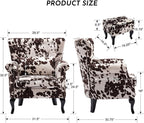 Accent Reading Arm Chairs with Ottoman Set of 2 for Living Room Bedroom, Midcentury Modern Corner Sofa Chair, Wingback Waiting Room Club Chair with Tufted Back &Lumbar Pillow, Fabric Cow