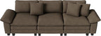 PHI VILLA Modern Modular Couches Sets, 123.6" Cloud Sectional Sofa with Upholstered Deep Seat, 3-Seater Couch for Living Room Small Spaces, Chenille Fabric, Taupe