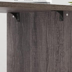 HSH L Shaped Computer Desk, Rustic Wood Corner Desk, Industrial Writing Workstation Table with Cabinet Drawer Storage for Home Office Study, Grey 55 inch