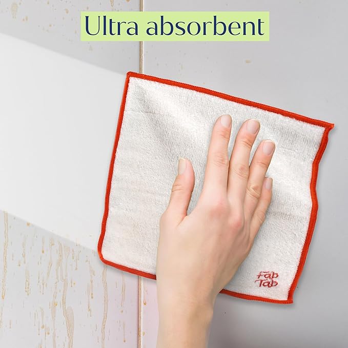 Fab Tab Viscose Made from Bamboo Cleaning Cloths Ultra Absorbent, Reusable Kitchen Cloths, Quick Drying, Non-Scratch, Includes Coconut Sponge, Multicolor, 7-Pack