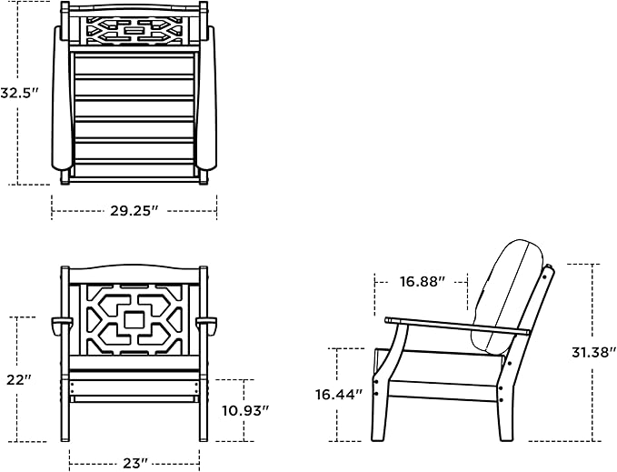 Martha Stewart by POLYWOOD® Chinoiserie Deep Seating Chair in Slate Grey/Midnight Linen