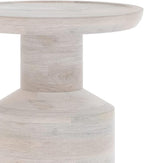 SIMPLIHOME Haynes End Table - 16 inch Wide Solid Mango Wood Round Accent Table with Sculptural Pedestal Base in White Wash, Boho Nightstand or Lamp Stand for Living Room or Bedroom, Assembled