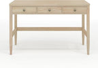 Martha Stewart Rhett Home Office Desk with 3 Drawers and Tapered Legs in Light Natural with Antique Bronze Hardware