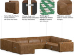 SIMPLIHOME Rex U-Shaped Sectional Modular Sofa in Full-Grain Genuine Leather, Caramel Brown, 144-inches Wide, Handcrafted Modern-Style Large Leather Couch for Living Room