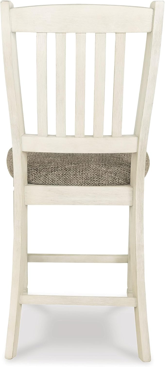 Signature Design by Ashley Bolanburg 24" Counter Height Farmhouse Barstool, 2 Count, Antique White