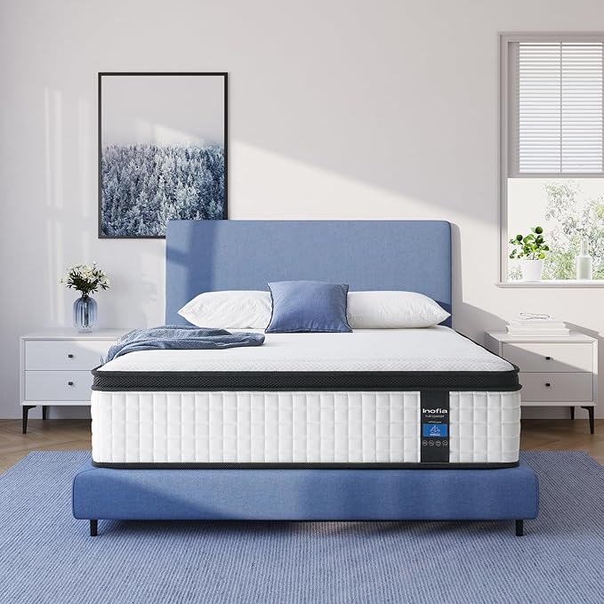 Inofia Full Size Mattress, 14 inch Hybrid Full Mattress in A Box,Ultra Comfort Memory Foam Layer, Medium Feels, Cooling Breathable Cover,Low Motion Transfer Supports for Any Sleep Position