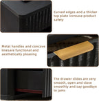 LEYAOYAO 31" Wide Fluted Nightstand Set of 2 with Charging Station, Oversized Extra Large 1 Drawer Night Stand with Golden Handle, Black Wood Bedside Table Tall End Tables,for Bedroom, Living Room