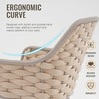 SUNSITT Contemporary Outdoor Dining Chairs Set of 2, Metal Patio Dining Chairs with Weather-Resistant Cushions, Woven Rope Chairs in Champagne