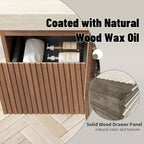 48 Inch Floating Bathroom Vanity with Sink, Wall-Mounted Bathroom Vanity with Drawer and 2 Doors, Roma Travertine-Pattern Countertop and Ceramic Basin, Pre-Assembled, Espresso Woodgrain Color