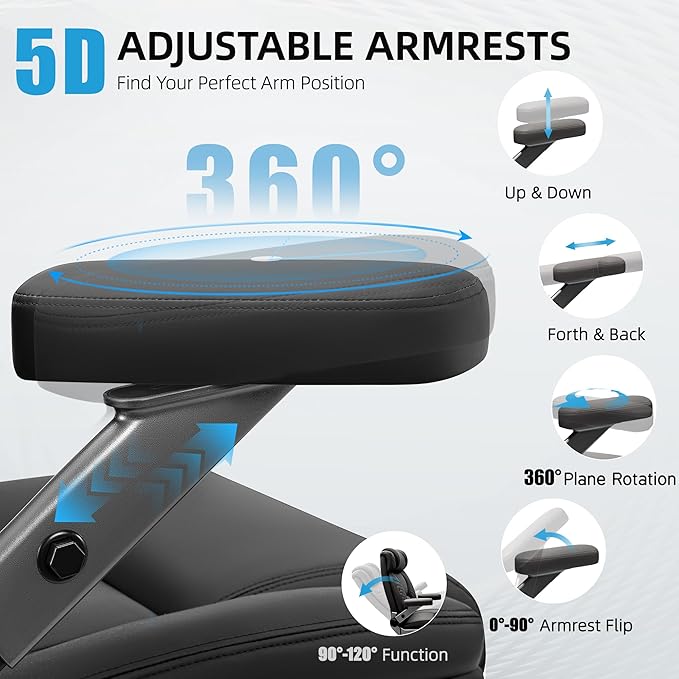 Big and Tall Office Chair, Desk Computer Chair for Heavy People, Oversized Executive Gaming Chair, Extra Wide 500LBS Ergonomic Comfy Office Chair with Adjustable Lumbar Support & 5D Flip Arms