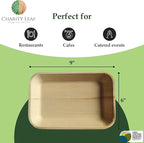 Charity Leaf Eco-Friendly Palm Leaf Trays (50-Pack) - 9"x6" | Elegant Bamboo-Style Platters | Perfect for Weddings & Events | Compostable & Biodegradable Green Serveware
