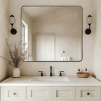 ANDY STAR Black Bathroom Mirrors for Over Sink, 36x40 Inch Matte Black Mirror for Bathroom, Rectangle Metal Vanity Mirror for Wall-Modern Clean Design with Superior Stainless Steel Frame