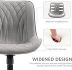 YOUNIKE Grey Ergonomic Home Office Desk Chair Armless Comfy Small Criss Cross Chair with Wheels Swivel Adjustable Modern Vanity Chair Wide Back Cute Leather Upholstered Rolling Task Chair No Arms