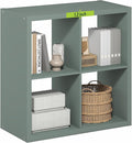 Furinno Cubicle Book Shelf, 4-Cube Thick Frame Bookshelf, Reversible Bookcase with Open Back, 14.6" x 30" x 30", for Living Room, Bedroom, Home Office, Sage Green