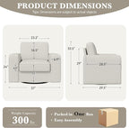 Swivel Accent Sofa Chair Set of 4, Modern Comfy Oversized Upholstered Cushion Back Armchair in Linen 1pcs for Living Room, Bedroom, Reading Room(Khaki)