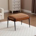 HEAH-YO Modern Footstool Ottoman Set of 1, Upholstered PU Leather Fabric Footrest Ottoman with Metal Legs, Small Footrest Extra Seating for Living Room Entryway, Brown