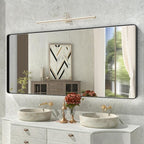 Matte Black Bathroom Mirror,72x32 Inch Large Black Metal Frame Vanity Mirror,Round Corner Black Rectangle Mirror for Wall,Tempered Glass,Anti-Rust(Horizontal/Vertical)