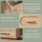 6 Drawer Dresser for Bedroom, 44" Tall Dressers & Chest of Drawers w/Solid Wood Handle, Wood Mid Century Closet Organizers and Storage Cabinet for Bedroom, Living Room, Hallway, Natural Oak