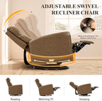 COLAMY Swivel Rocking Recliner,Wide PU Leather Glider Sofa Chair with Ergonomic High Backrest for Living Room,Bedroom（ Brown）