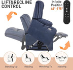 EONIX Dual Motor Oversized Power Lift Recliner Chair for Elderly, 400lbs Heavy Duty Faux Leather Recliner with Massage and Heat, Big and Tall Lay Flat Lift Chair with Cup Holders, SLRY006, Navy Blue