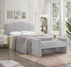 24KF Middle Century Upholstered Foldable Queen Headboard, Modern Boucle Teddy Fabric
