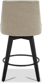 Watson & Whitely Counter Height Bar Stools, Performance Fabric Upholstered Modern Swivel Barstool with Back, Solid Wood Legs, 26" H Seat, Tan