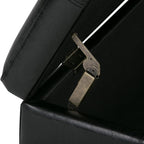 SIMPLIHOME Kingsley 48 inch Wide Transitional Rectangle Large Storage Ottoman in Midnight Black Vegan Faux Leather, Assembled, For the Living Room, Entryway and Family Room