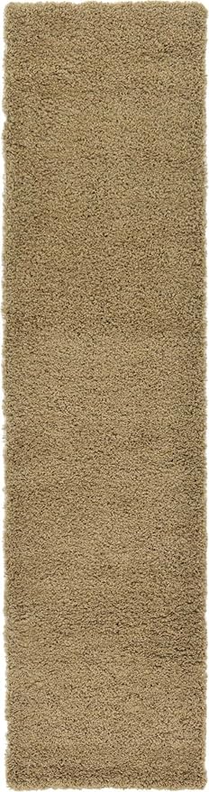 Unique Loom Solid Shag Collection Area Rug (2' 7" x 10' Runner, Sandy Brown)