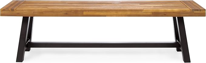 Christopher Knight Home Carlisle Outdoor Acacia Wood and Rustic Metal Bench, Sandblast Finish / Rustic Metal 14. 75 x 63 x 17. 50 inches