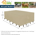 Easy-Going Rectangle Patio Furniture Cover Waterproof Outdoor Dining Table and Chair Cover Anti-UV Outside Sectional Sofa Set Covers (90"L x 64"W x 28"H, Camel)