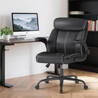 AnyGod Executive Leather Office Chair, Ergonomic Home Office Desk Chair with Flip-up Armrests, Lumbar Support, Adjustable Height, Mid-Back with Rocking Function for Executives