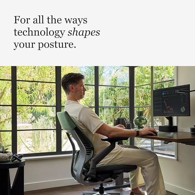 Steelcase Gesture Office Chair - Ergonomic Work Chair with Wheels for Carpet - Comfortable - Intuitive-to-Adjust for Desk - 360-Degree Arms - Licorice Fabric