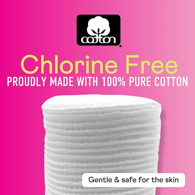 Swisspers Premium Cotton Rounds - 100% Chlorine Free Cotton Face Pads for Makeup, Nail Polish Removal - Dermatologist Tested and Hypoallergenic, Made in USA - 100 Pads (Pack of 3)