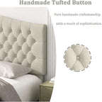 King Headboard Only, Upholstered Headboard King Size for Adjustable Bed Linen Tufted Wall Mounted Head Board with Solid Wood Legs, Ivory