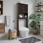Over The Toilet Storage Cabinet, Behind Toilet Bathroom Organizer with Adjustable Shelves, Wooden Above Toilet Storage Shelf, Space Saver for Restroom, Bathroom, Laundry