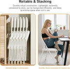 6 Pack White Folding Chairs with Padded Cushion for Outside, Portable Stackable Commercial Metal Foldable Chairs with Steel Frame for Home Events Office Wedding Party, 350lbs Capacity