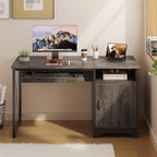 Bestier Office Desk with Keyboard Tray, Industrial Computer Desk with Storage, Reversible Executive Desk with File Cabinet for Home Office Bedroom, 47 inch Grey
