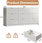 White Dresser for Bedroom, 9 Drawer Double Dresser, Modern Chest of Drawers for Bedroom, Living Room, Entryway and Closet, 63" L x 15.7" D x 31.5" H