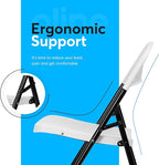 Oline Folding Chair, Indoor Outdoor Plastic Commercial Stackable Foldable Guest Chairs for Events Office Wedding Party Picnic Kitchen Dining, 350lb Capacity (White, 6 Pack)