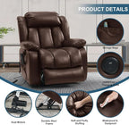 Dual Motor Large Power Lift Recliner Chair for Elderly with Heat and Massage,Lay Flat Lift Chairs Recliners for Seniors Infinite Position,USB Ports&Remote, Leather (Ochre) (Brown, Medium)