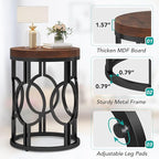 Tribesigns Round End Table Set of 2, Industrial Side Table with Metal Hollow Frame, Small Bedside Table Nightstand for Living Room, Bedroom, Easy Assembly (Rustic Brown,2 PCS)