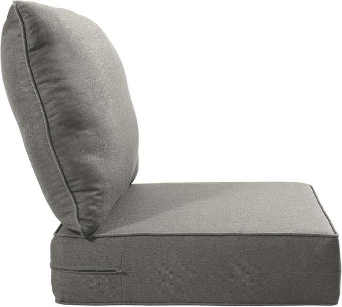 Luxury 24x24x6 Inch Outdoor Seat Cushions - Set of 2 Water Resistant Patio Chair Comfortable Cushion for Porch Set Rattan Dining Rocker Glider Chairs Loveseat Couch Sectional Sofa - Grey