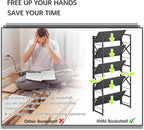 4NM 5 Tiers No Assembly Book Shelves, 51.2" H Folding Bookshelf Bookcase Open Industrial Foldable Shelves for Bedroom, Living Room, Home Office - All Black