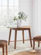 Signature Design by Ashley Berringer Dining Room Round Drop Leaf Table, Rustic Design, Seats 4, Hinged Extension Leaves, Small Space Solution, 42" W x 42" D x 30.63" H, Rustic Brown