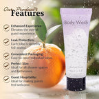 Leak-Proof Travel Size Body Wash 1 Oz Each Pack of 100 Bulk Pack Hotel Body Wash Santal and Orange Scent Amenities and Toiletries for Hospitality