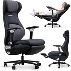 EMIAH Ergonomic Office Chair with Foot Rest Electric Reclining Office Chair with Adjustable Headrest, 8D Coordinated Armrests High Back Computer Desk Chair with Lumbar Support, Genuine Leather(Black)