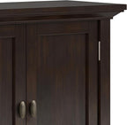 SIMPLIHOME Redmond SOLID WOOD 32 inch Wide Transitional Low Storage Cabinet in Brunette Brown for the Living Room, Entryway and Family Room