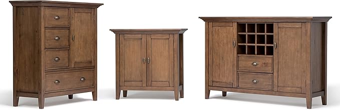 SIMPLIHOME Redmond SOLID WOOD 32 inch Wide Transitional Low Storage Cabinet in Rustic Natural Aged Brown for the Living Room, Entryway and Family Room